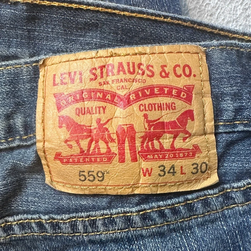 Levi's 559 Jeans Men 34x30 (34x27) Blue Relaxed Straight Fit Denim Cotton Casual